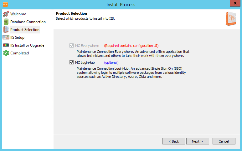 MCe Product Selection Page